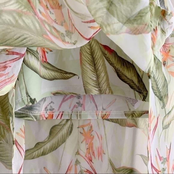BCBGeneration • Tropical Print Sheer Overlay Top in Green and Orange, Size XS - Picture 12 of 14